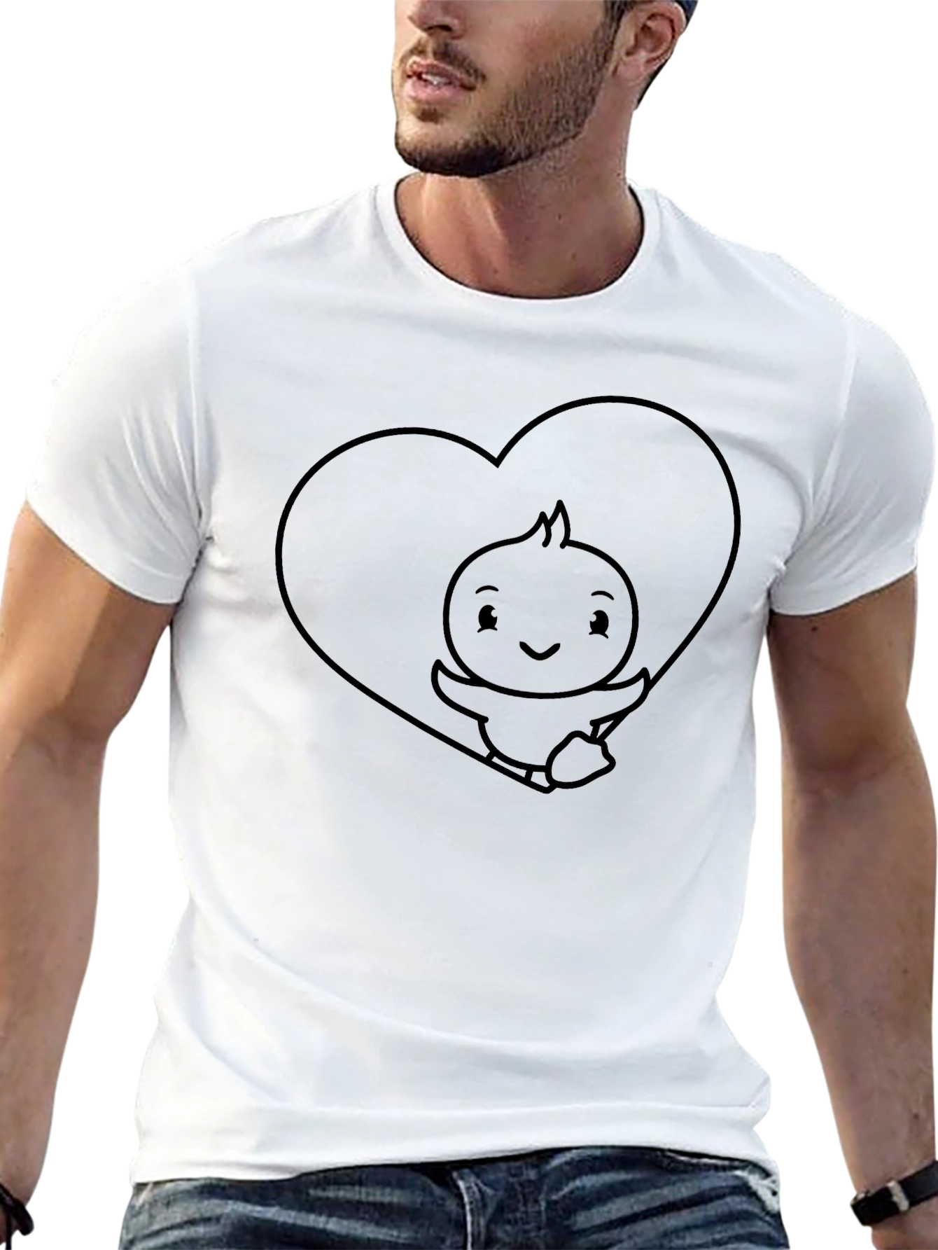 Cute Cartoon Chick Heart T-Shirt