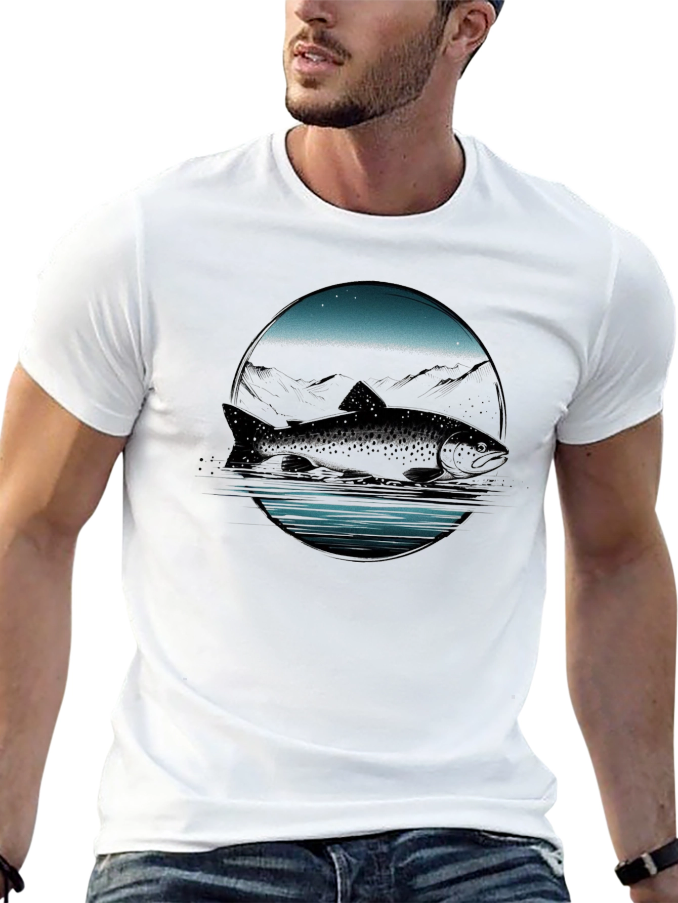 Muskie Fish Graphic Tee - Black Cotton T-Shirt