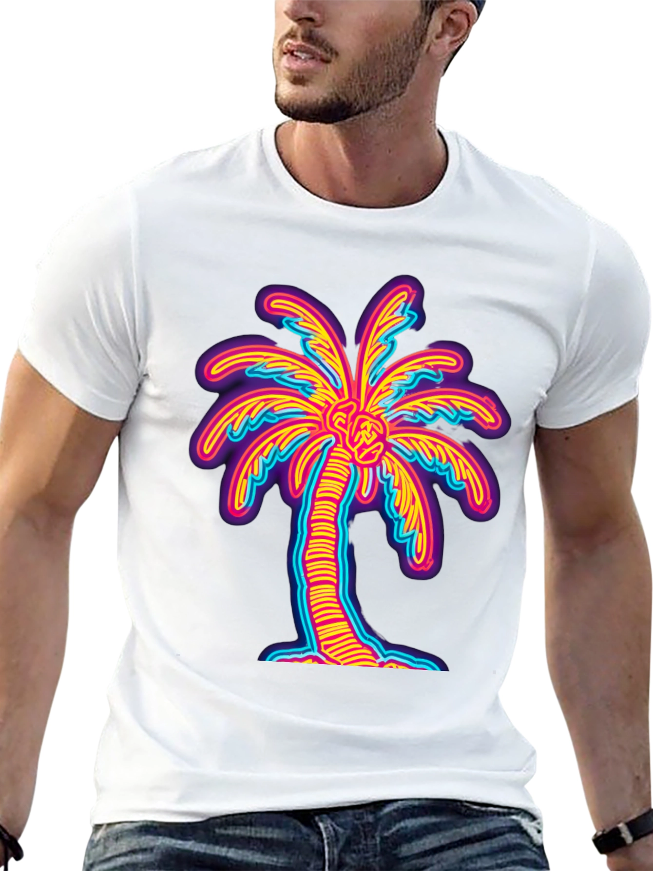 Neon Palm Tree Graphic Tee