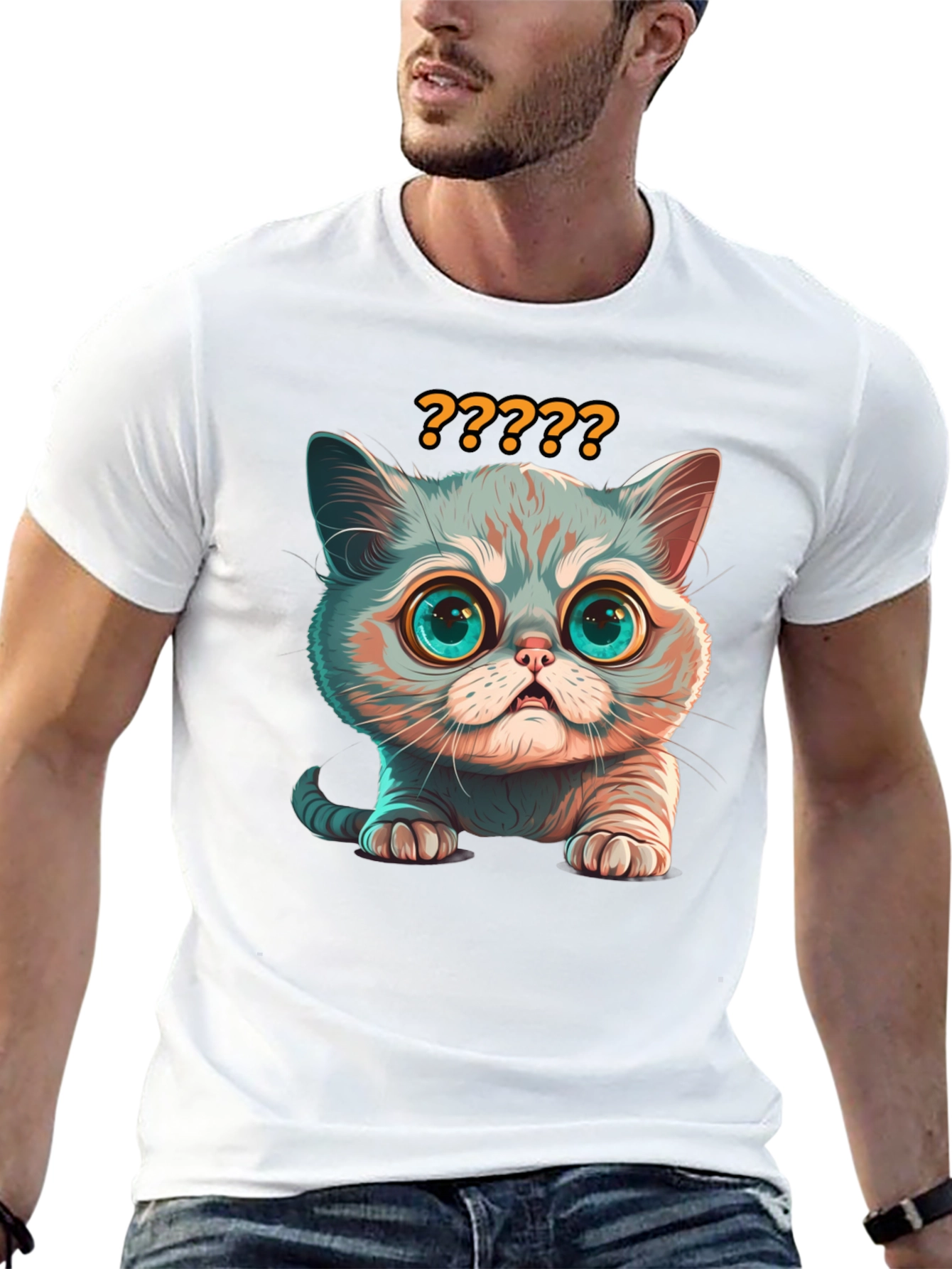 Curious Cat T-Shirt - Soft Cotton Blend