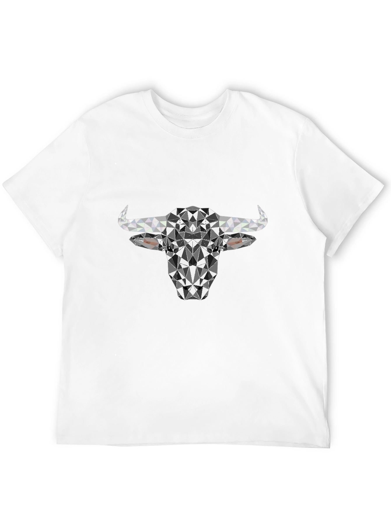 Geometric Bull Graphic Tee - Black
