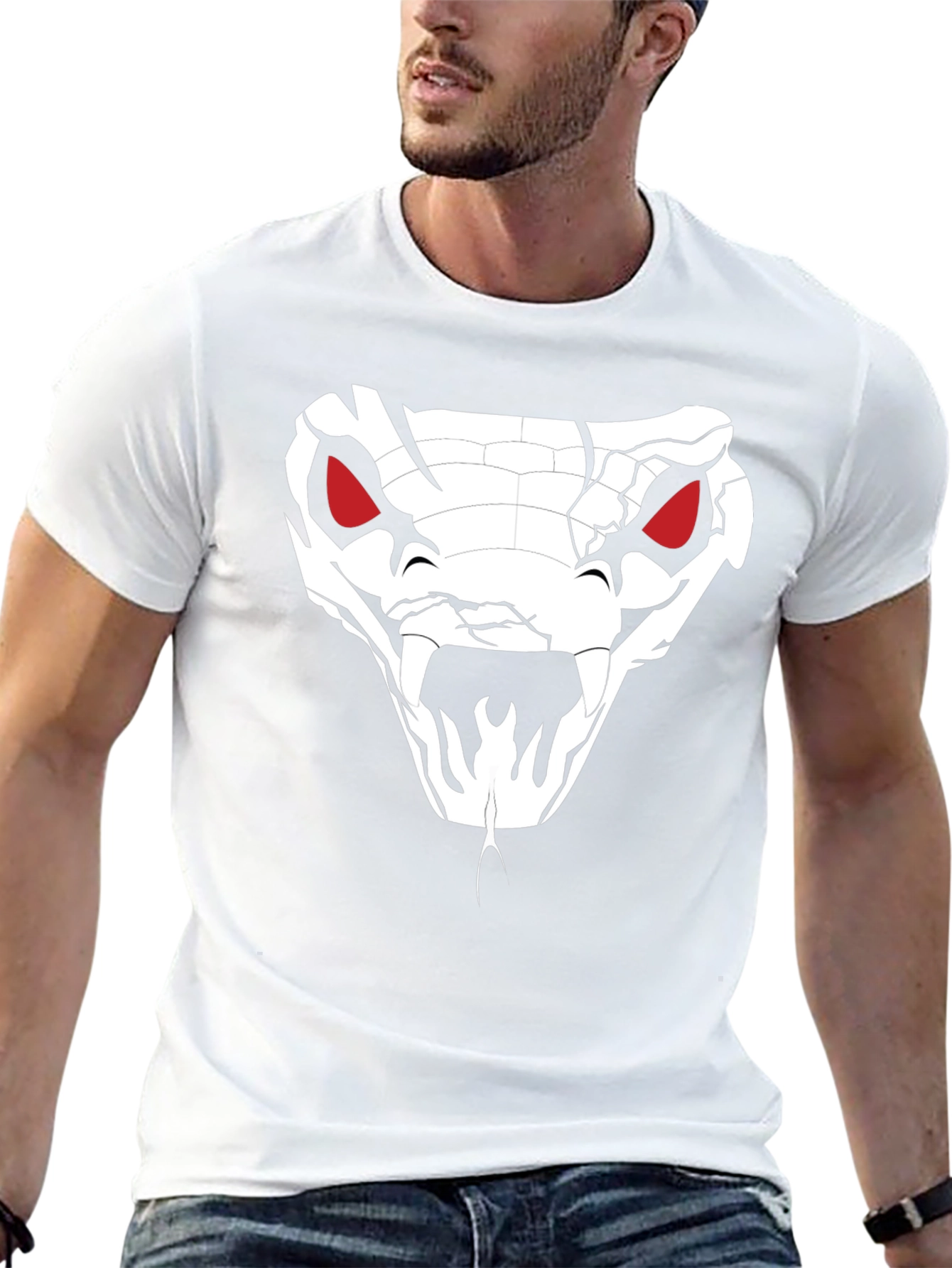 Mens Black T-Shirt - Snake Graphic Tee