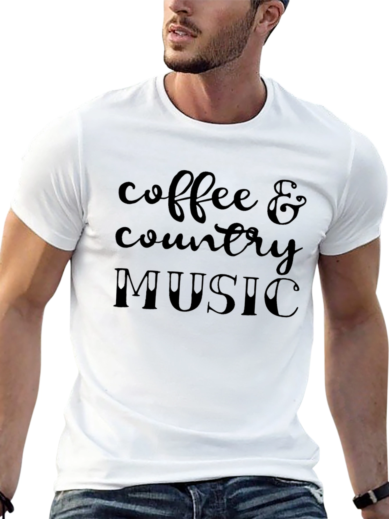Coffee & Country Music Black T-Shirt