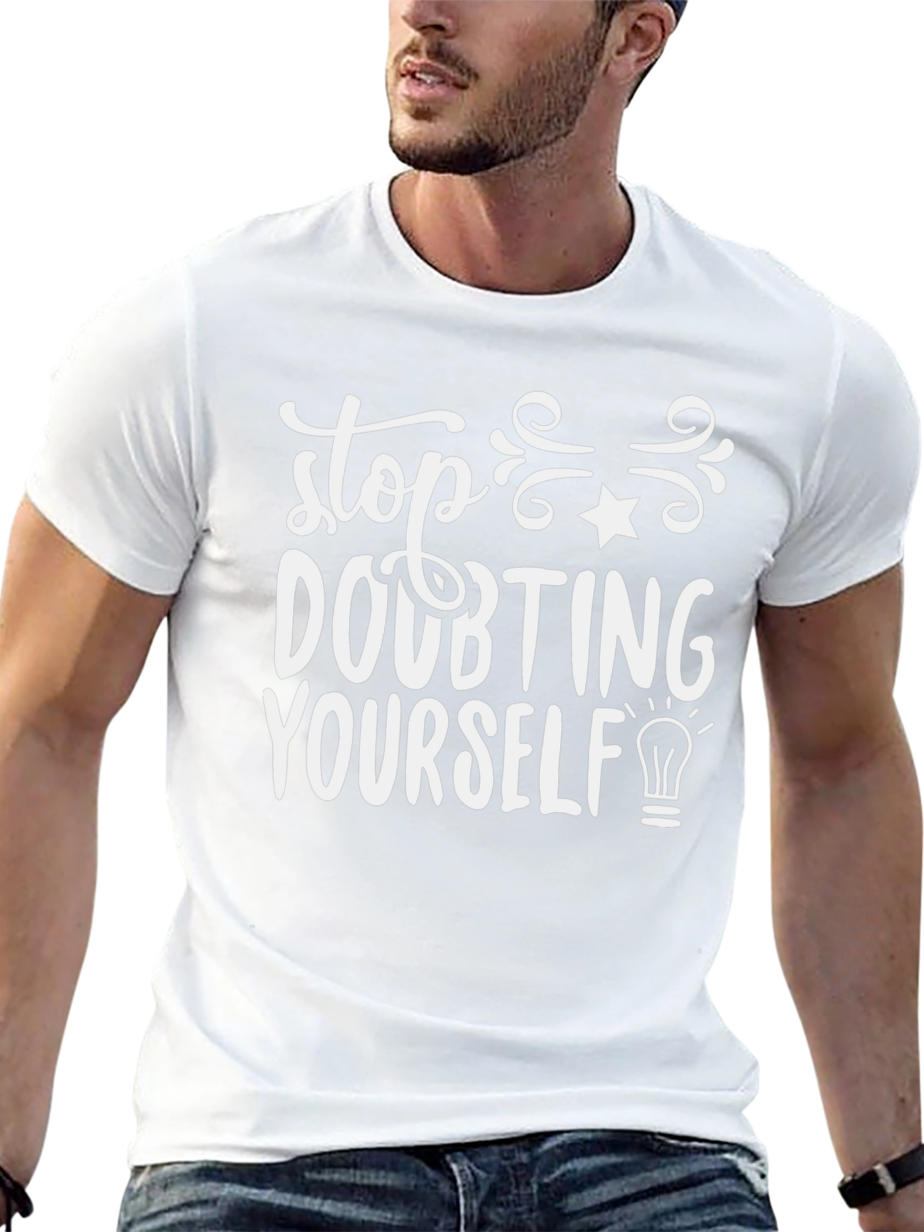 Motivational Stop Doubting Yourself Black T-Shirt