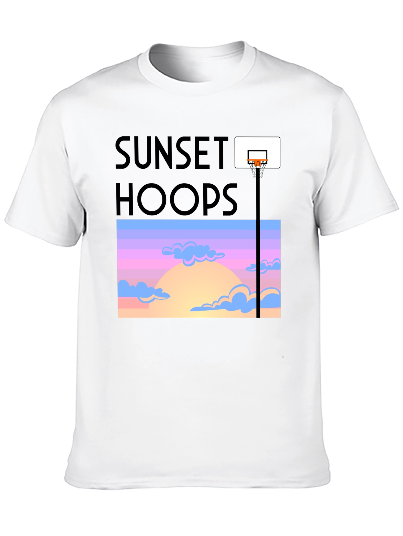 Sunset Hoops Graphic Tee - Trendy Basketball T-Shirt