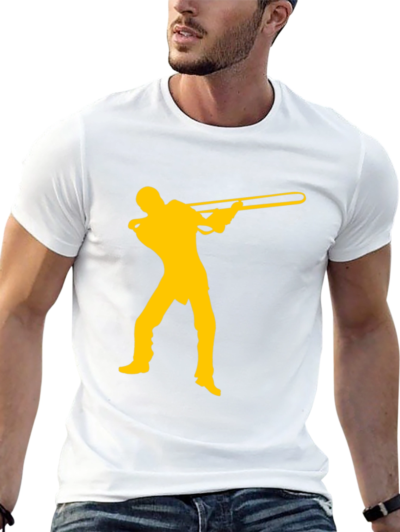Black Trombone Player Graphic Tee - Music Lover Shirt