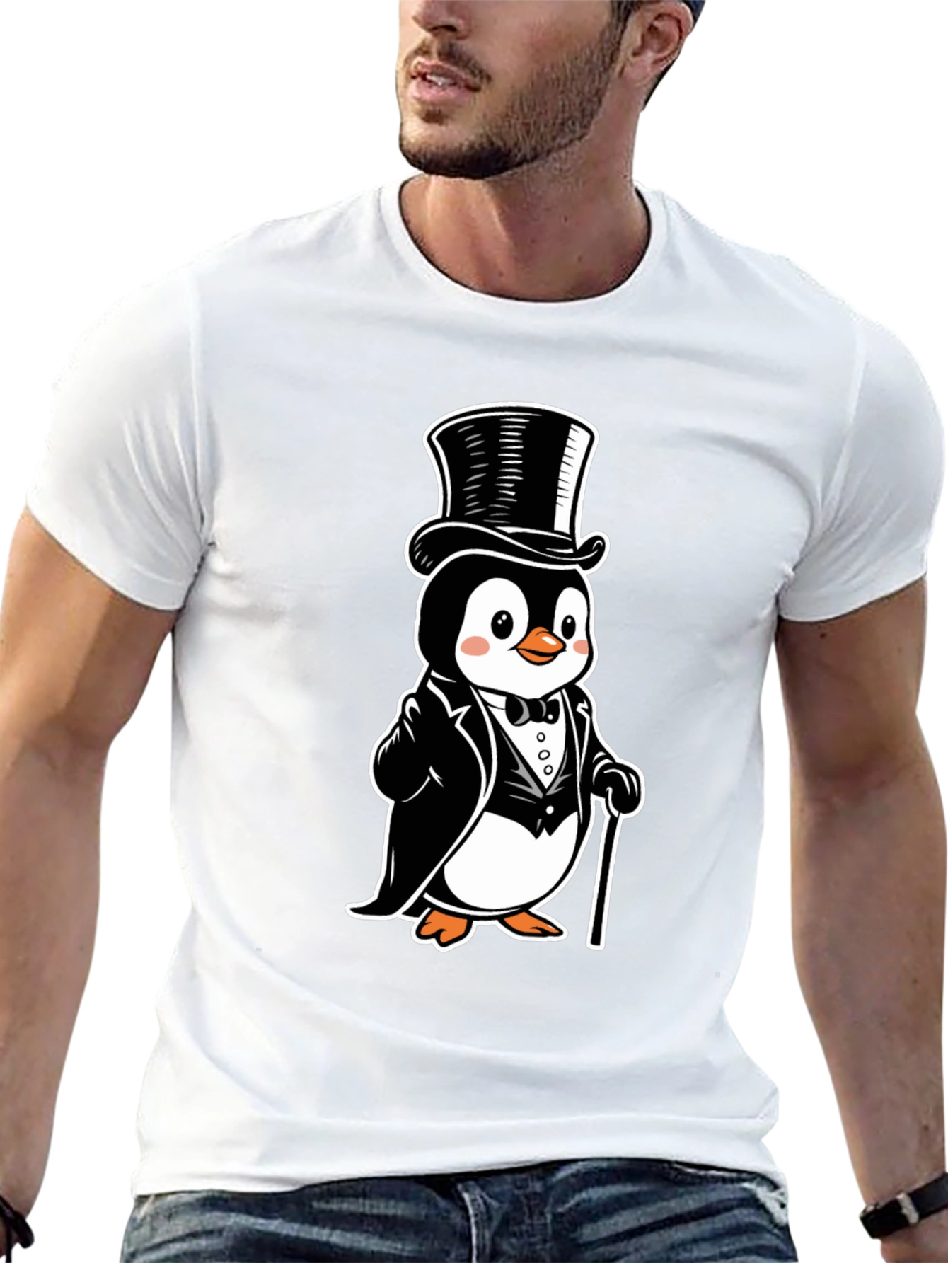 Penguin Tuxedo T-Shirt - Cartoon Style