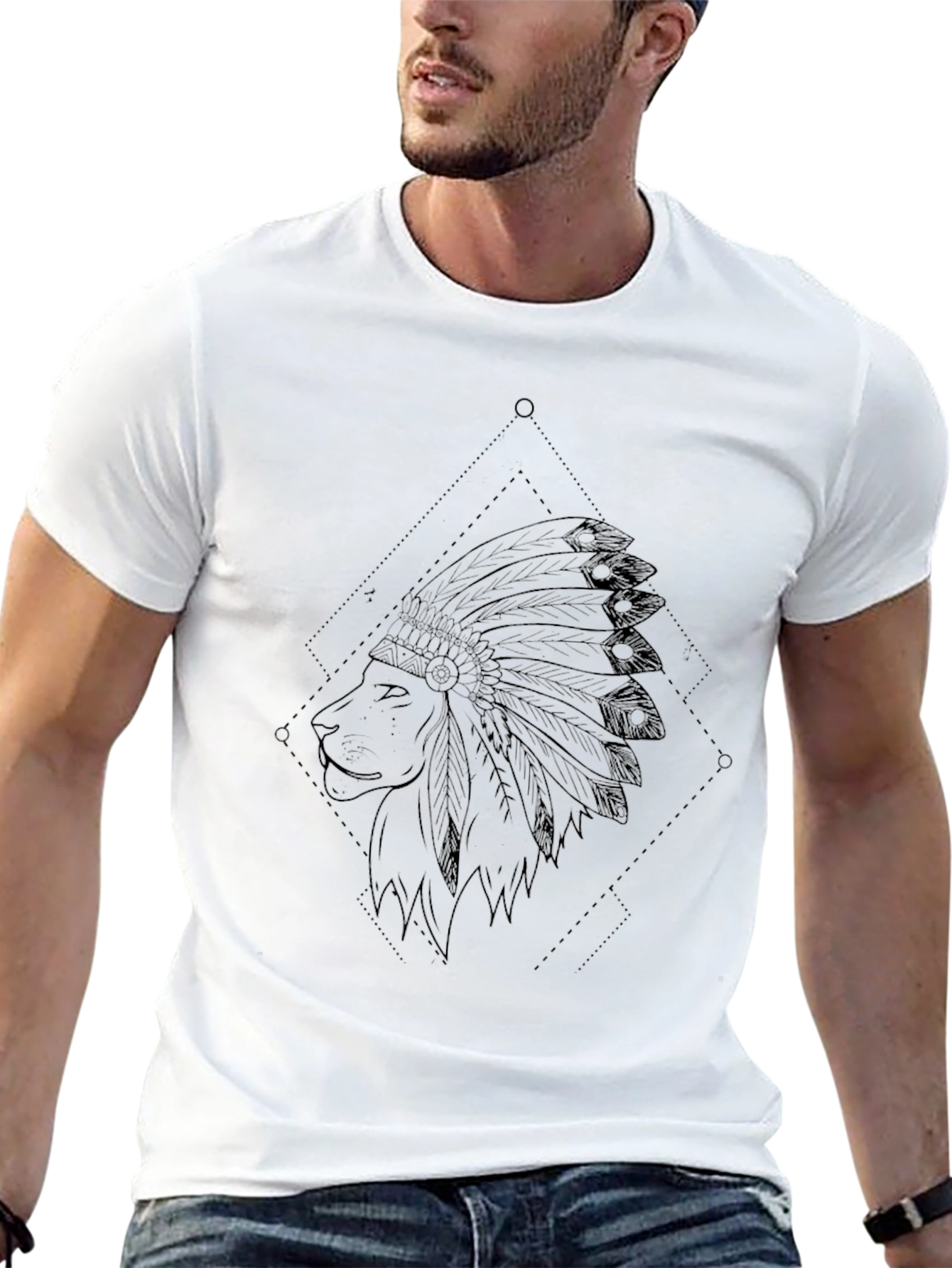 Lion Headdress Graphic Black T-Shirt
