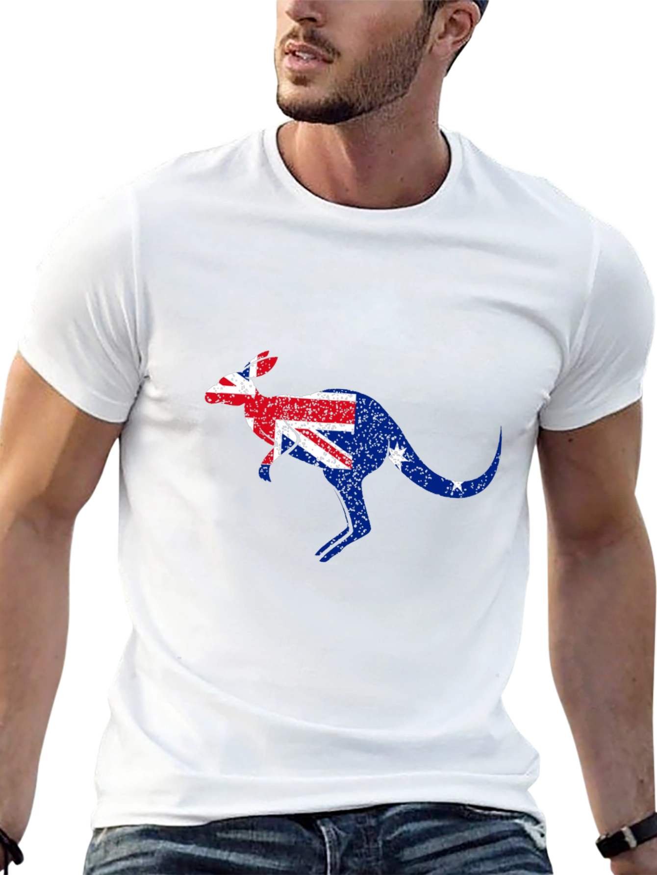 Australian Flag Kangaroo Black T-Shirt