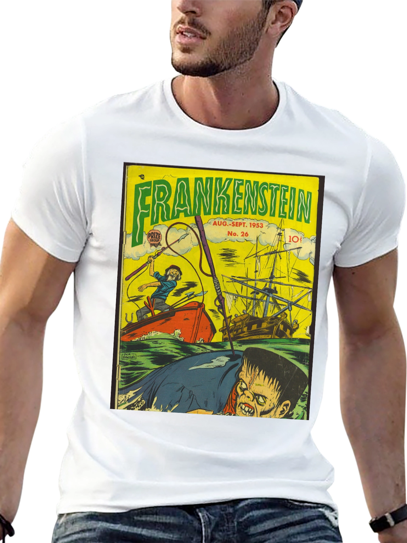 Frankenstein Comic Book Cover Graphic T-Shirt