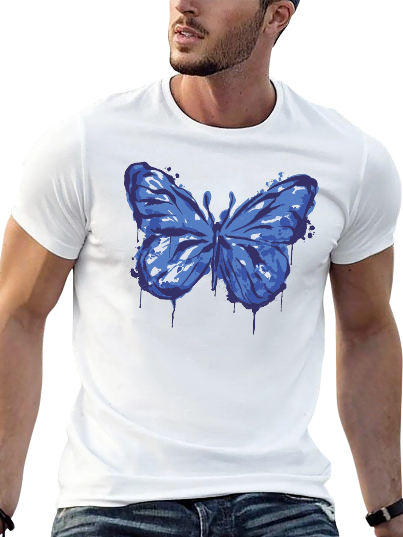 Butterfly Graphic Print Black T-Shirt