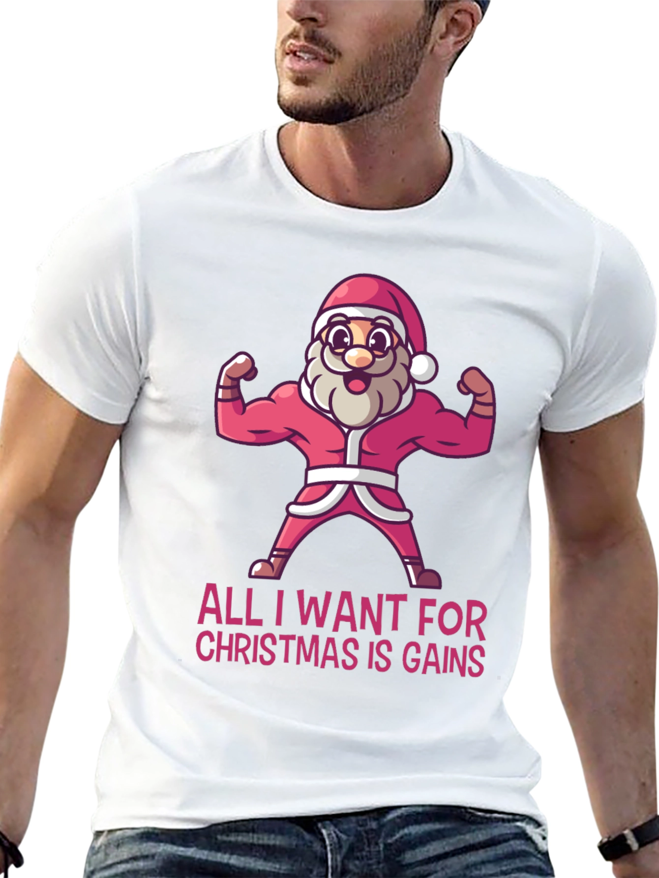 Funny Santa Gains Christmas T-Shirt