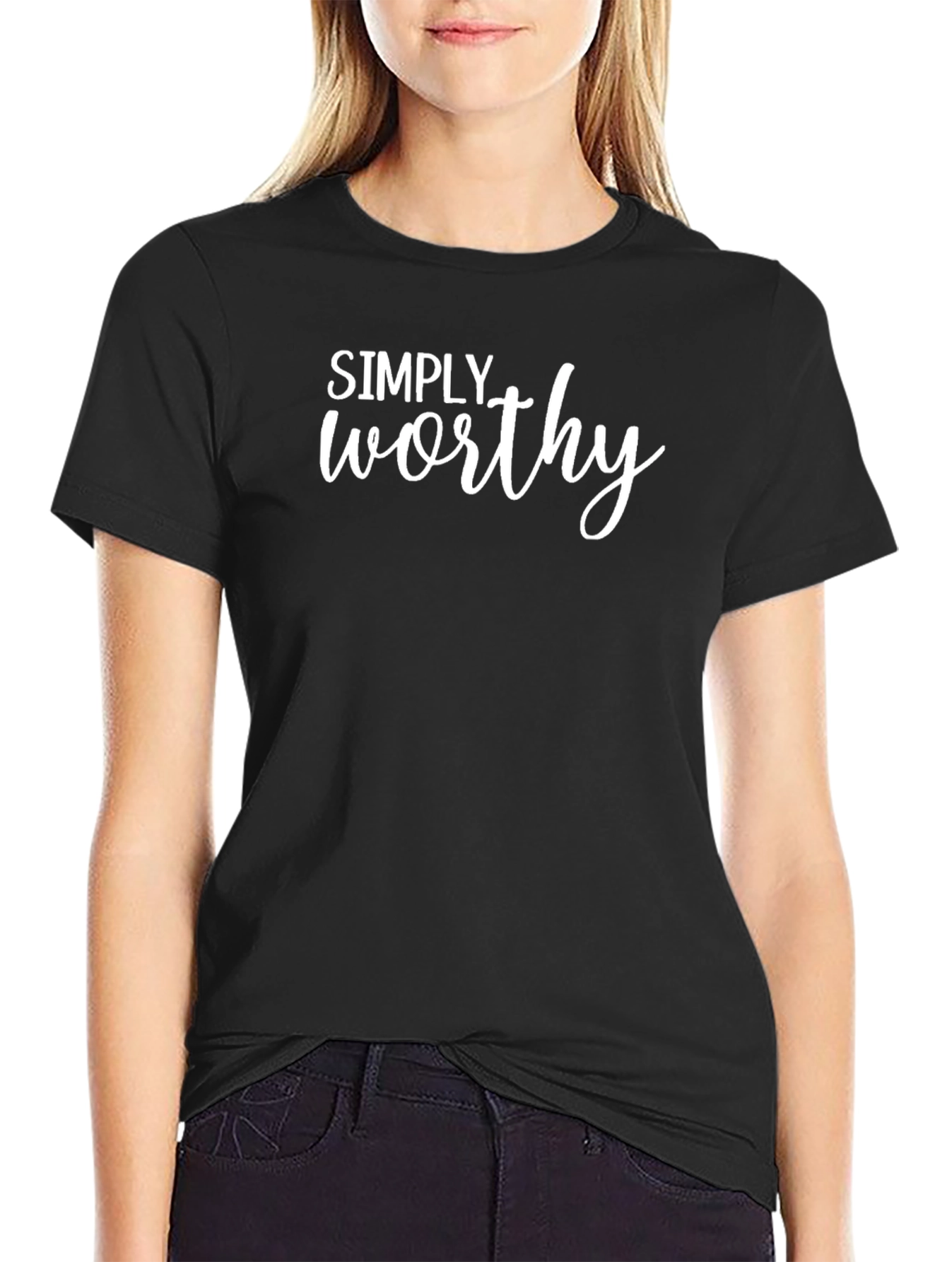 Simply Worthy Black Graphic T-Shirt