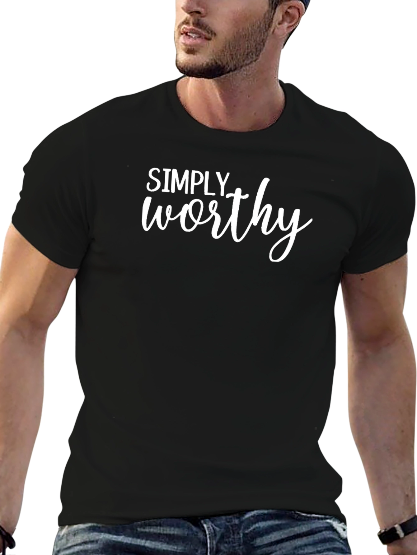 Simply Worthy Black Graphic T-Shirt