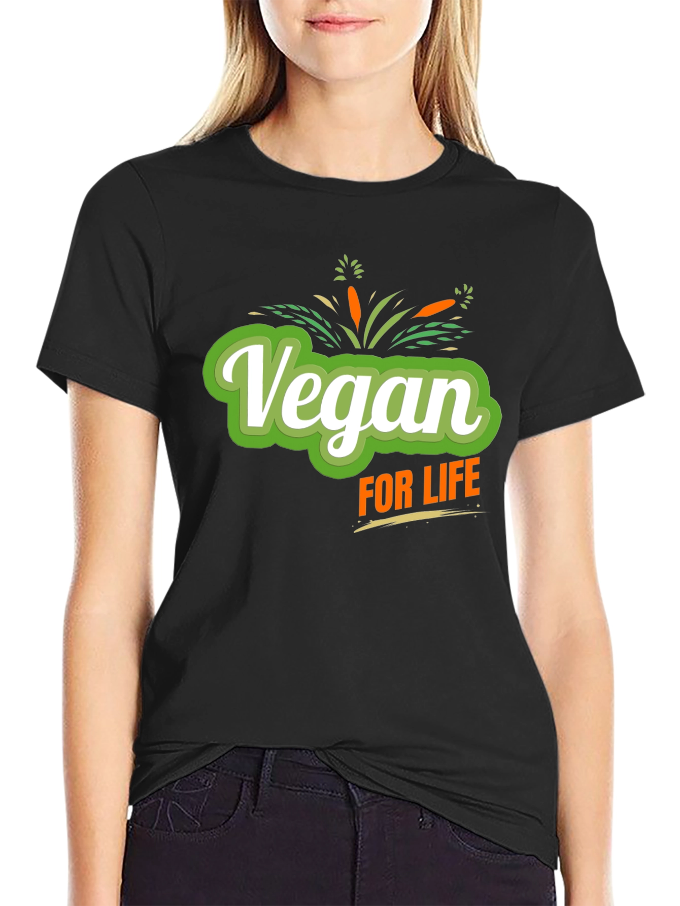Vegan For Life Graphic Tee - Black