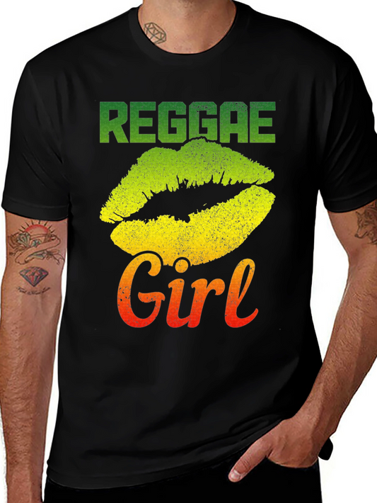 Reggae Girl Lips Graphic Tee - Rasta Colors