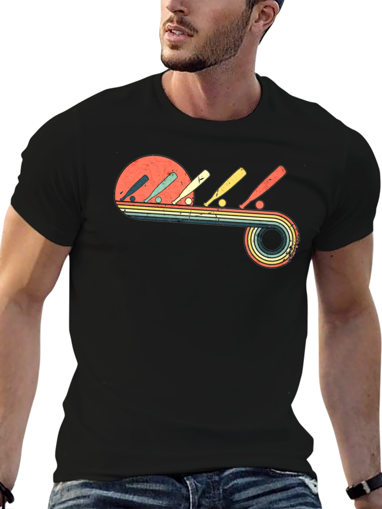 Retro Baseball Bats & Ball Graphic Tee