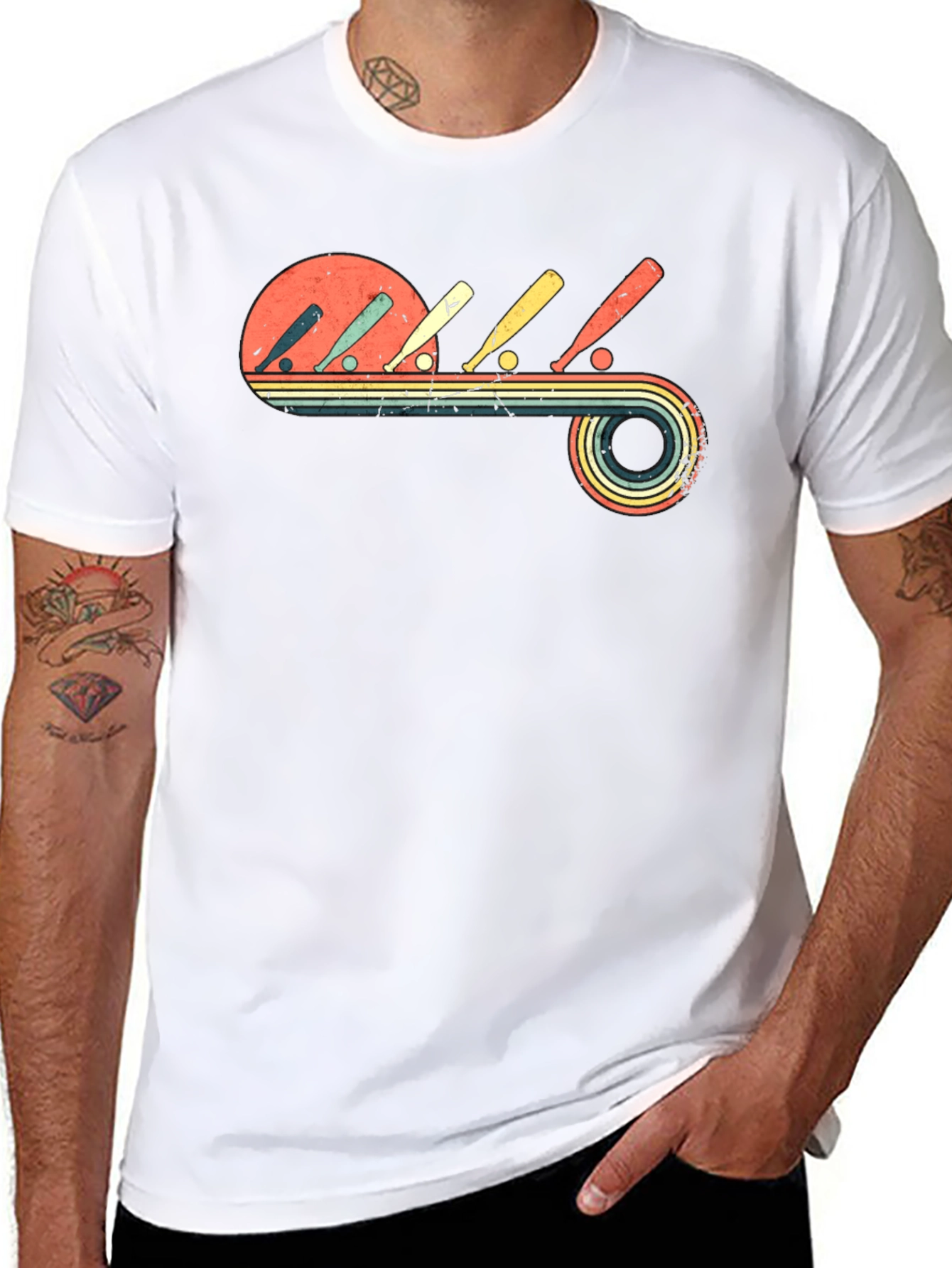 Retro Baseball Bats & Ball Graphic Tee