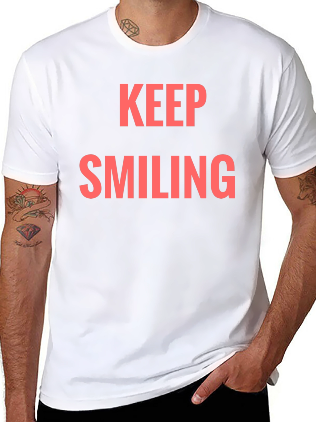 Keep Smiling Graphic Tee - Black Casual T-Shirt