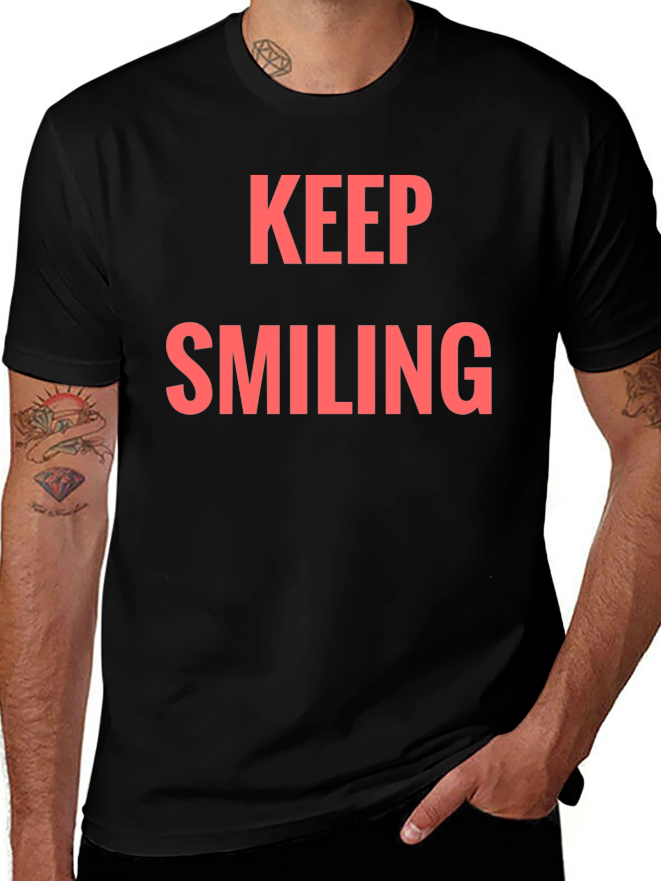 Keep Smiling Graphic Tee - Black Casual T-Shirt