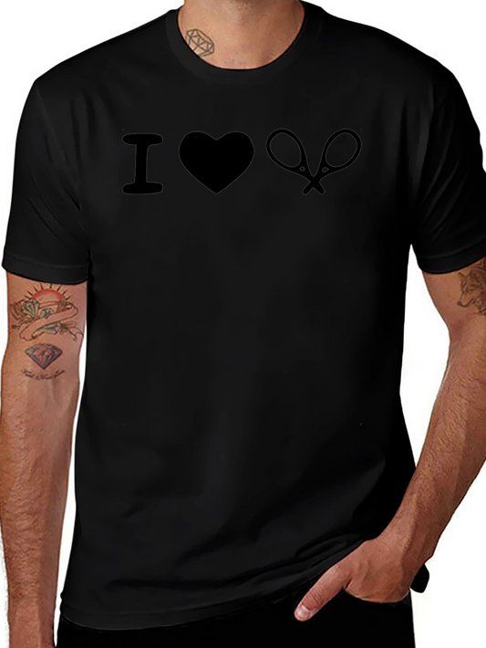 I Love Tennis Graphic T-Shirt - Black Sporty Design