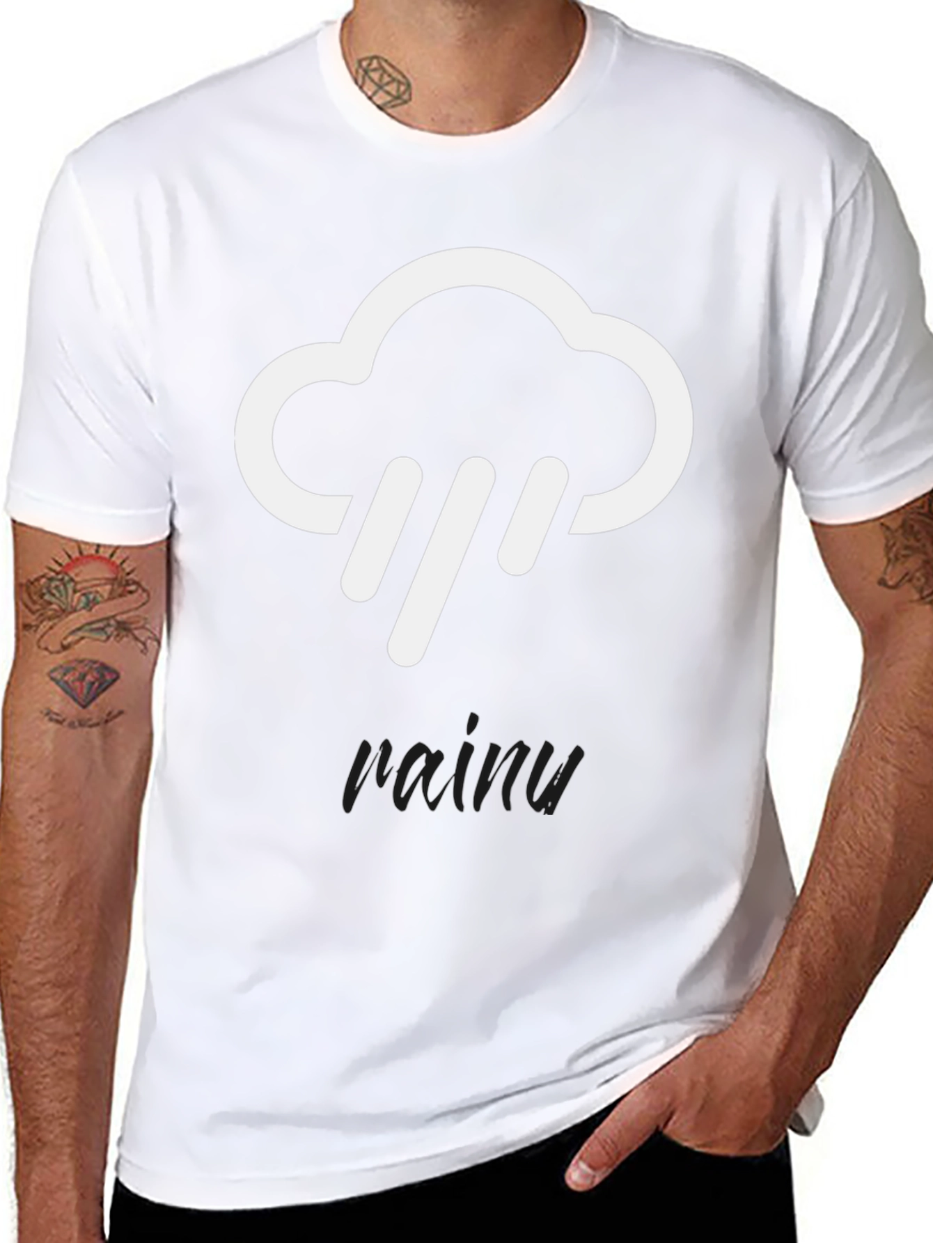 Rainy Cloud Graphic Tee - Black Cotton T-Shirt