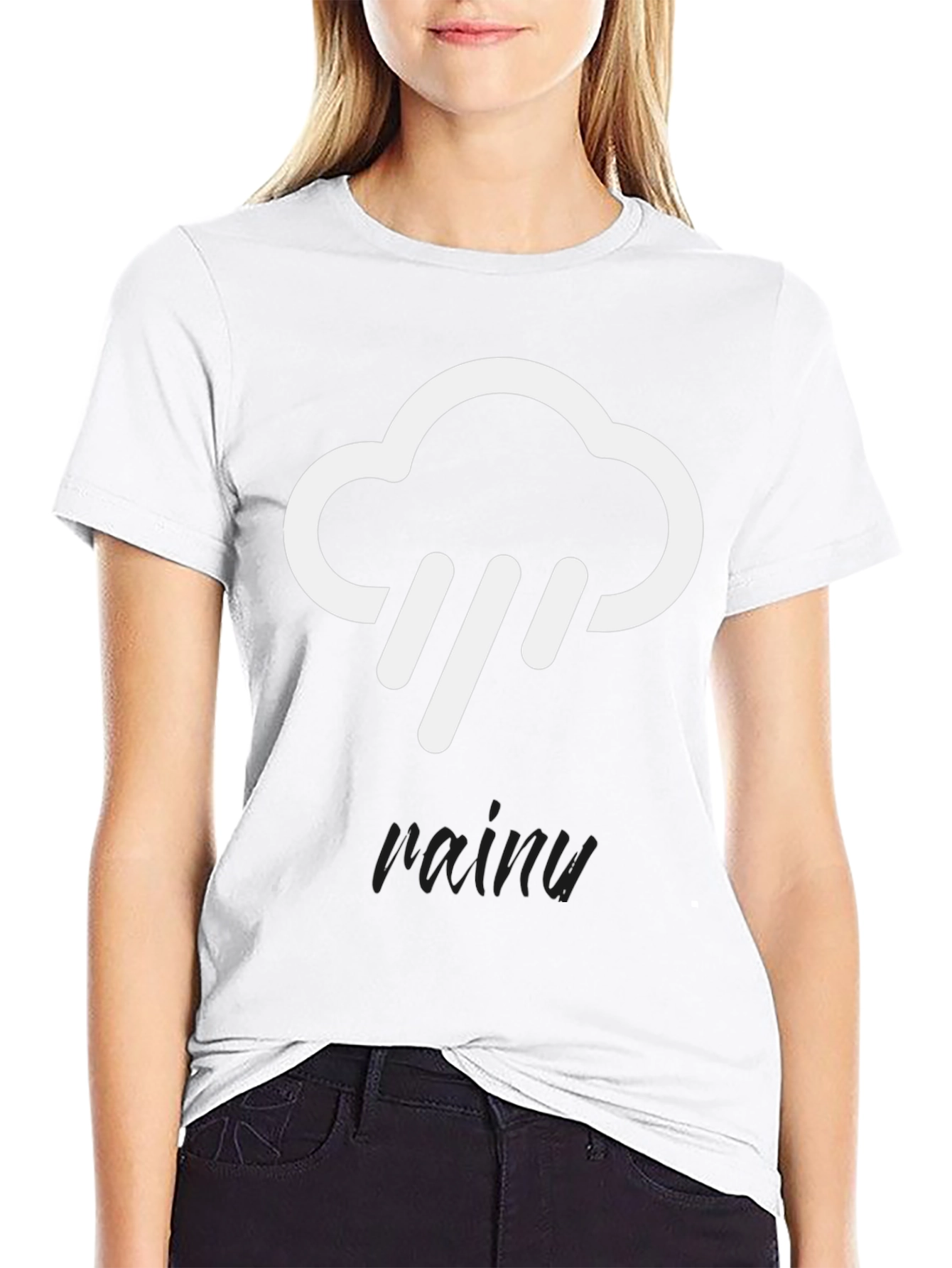 Rainy Cloud Graphic Tee - Black Cotton T-Shirt