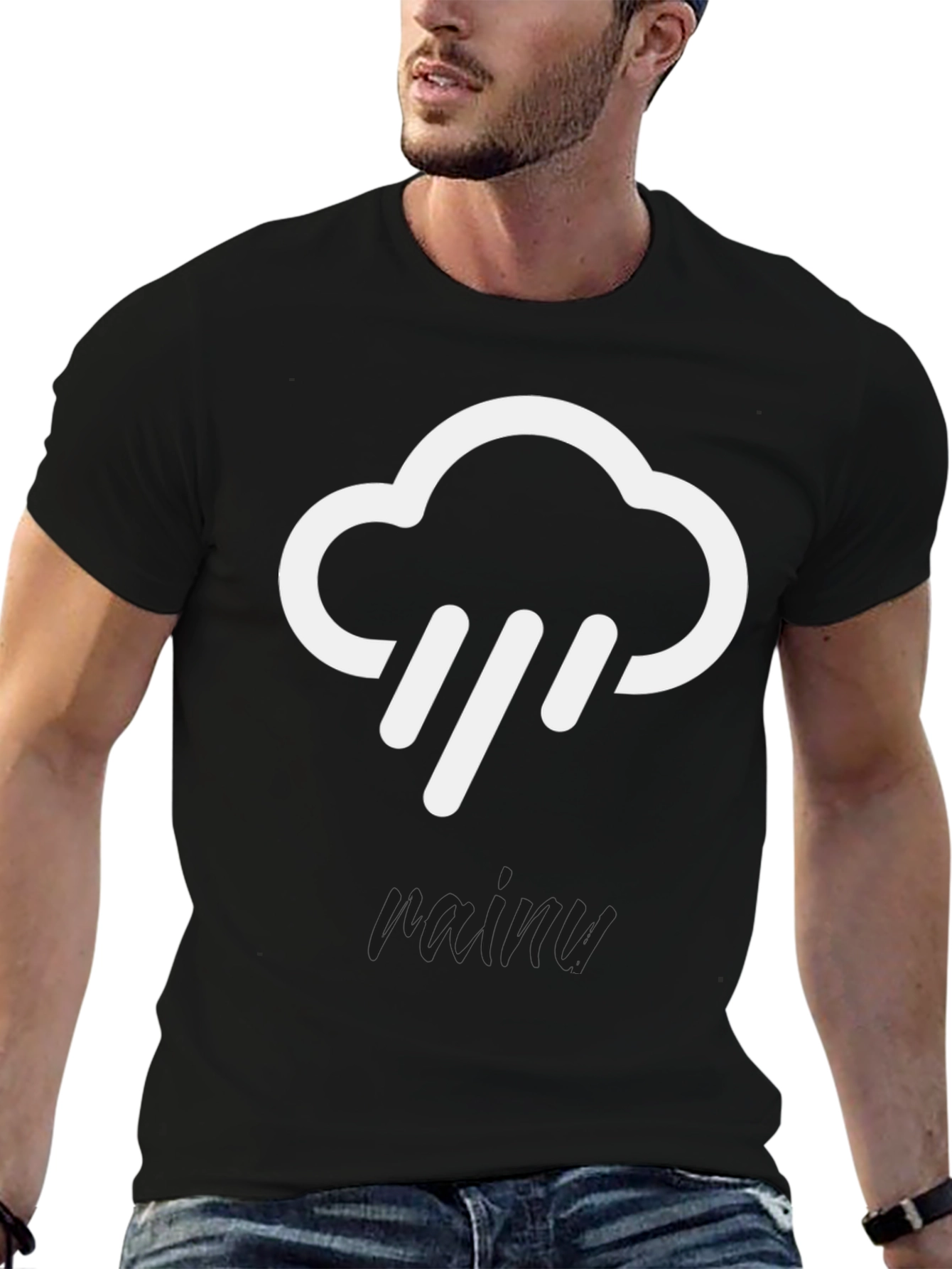 Rainy Cloud Graphic Tee - Black Cotton T-Shirt
