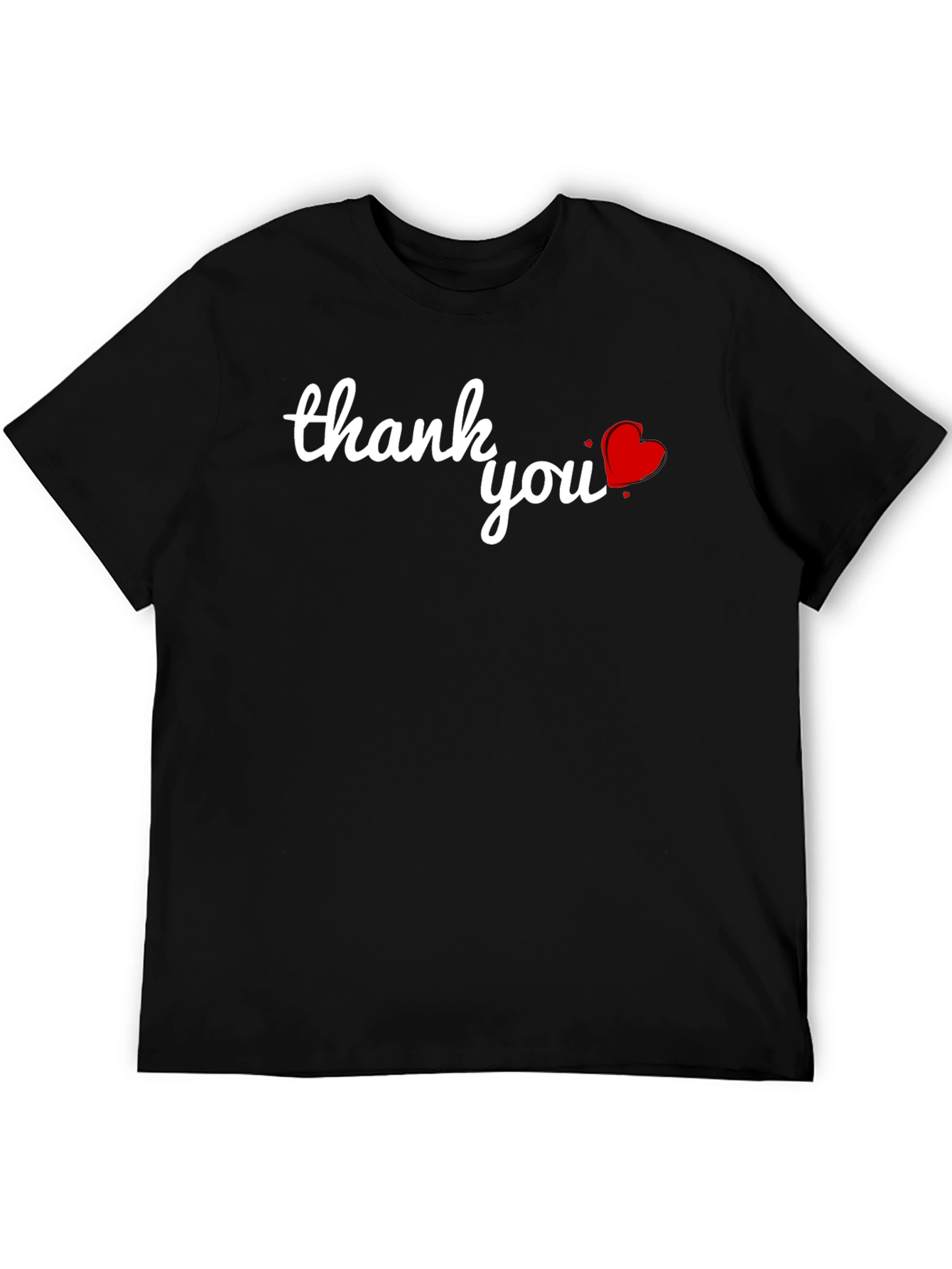 Thank You Heart Graphic Black T-Shirt