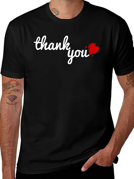 Thank You Heart Graphic Black T-Shirt