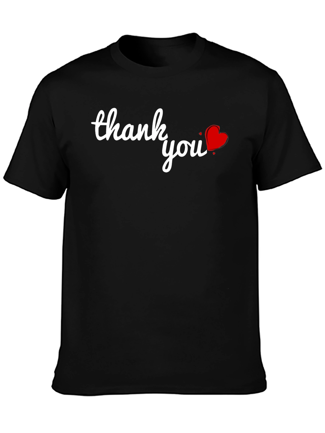 Thank You Heart Graphic Black T-Shirt