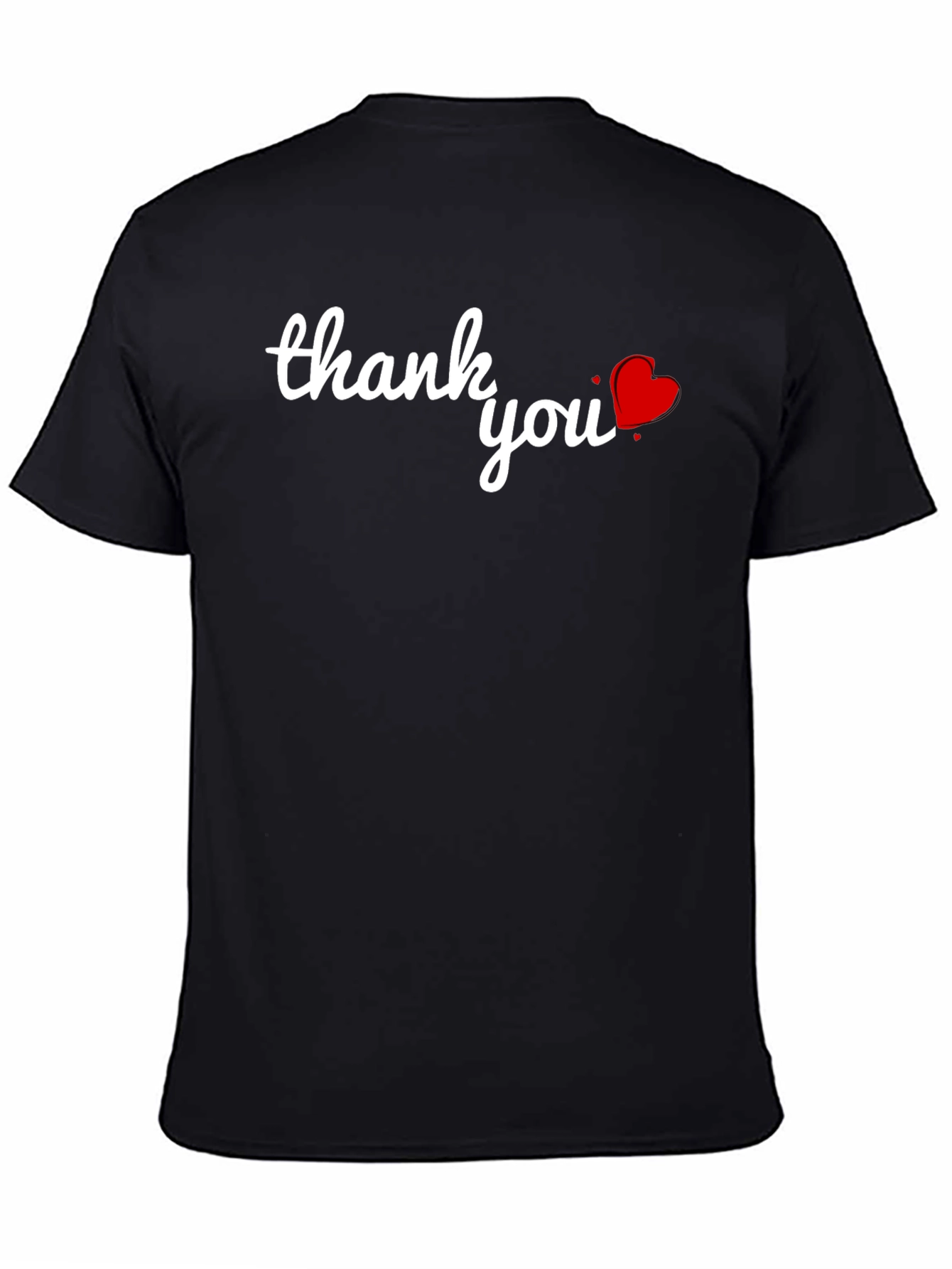 Thank You Heart Graphic Black T-Shirt