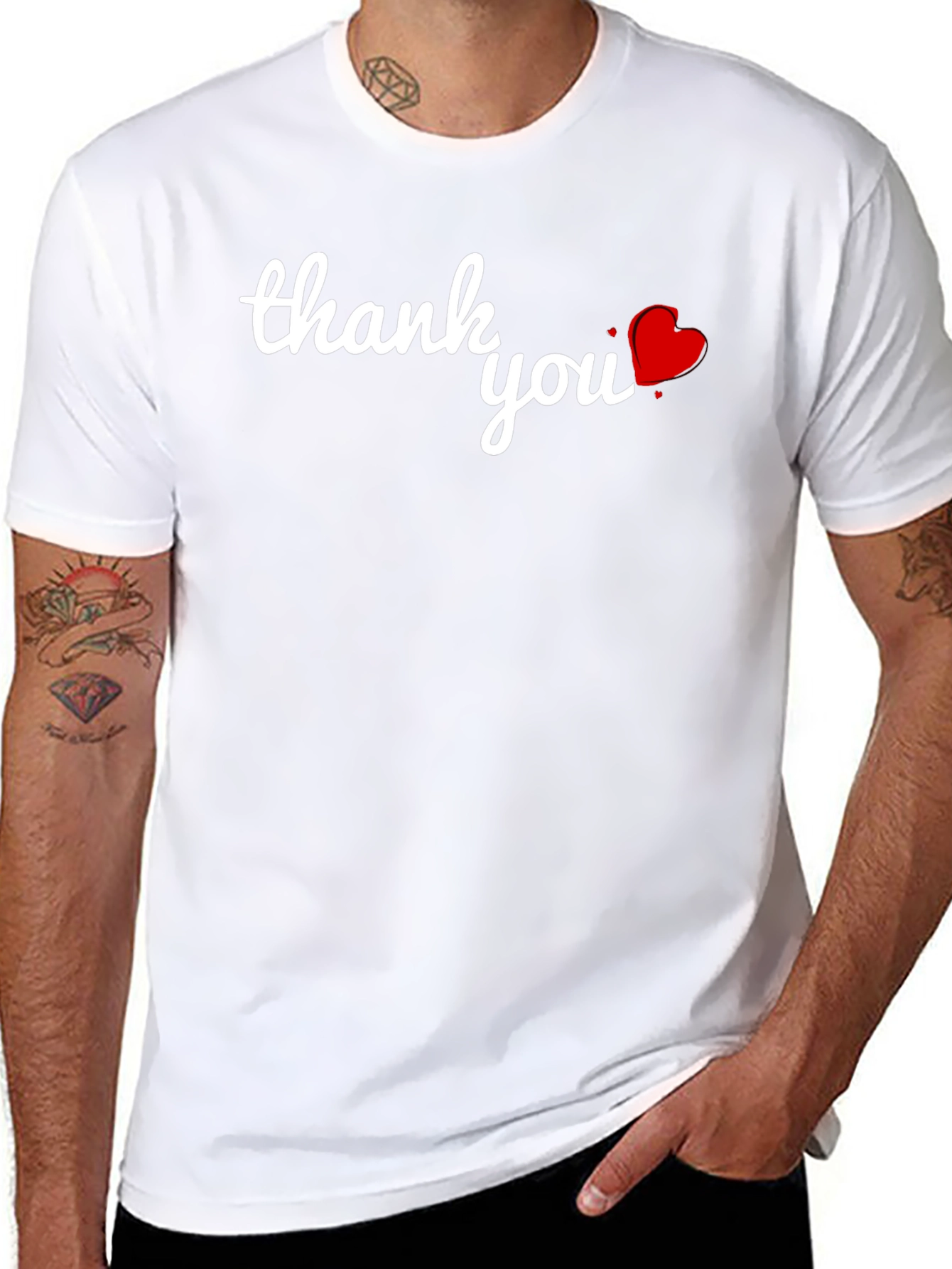 Thank You Heart Graphic Black T-Shirt