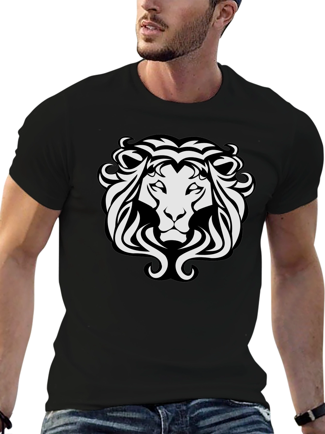 Lion Crest Graphic T-Shirt - Black