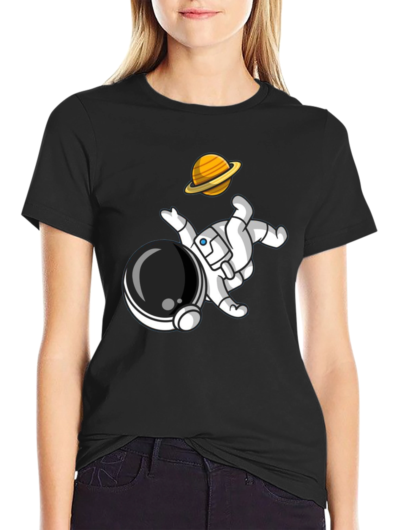 Astronaut & Planet Graphic Tee - Cool Space Design