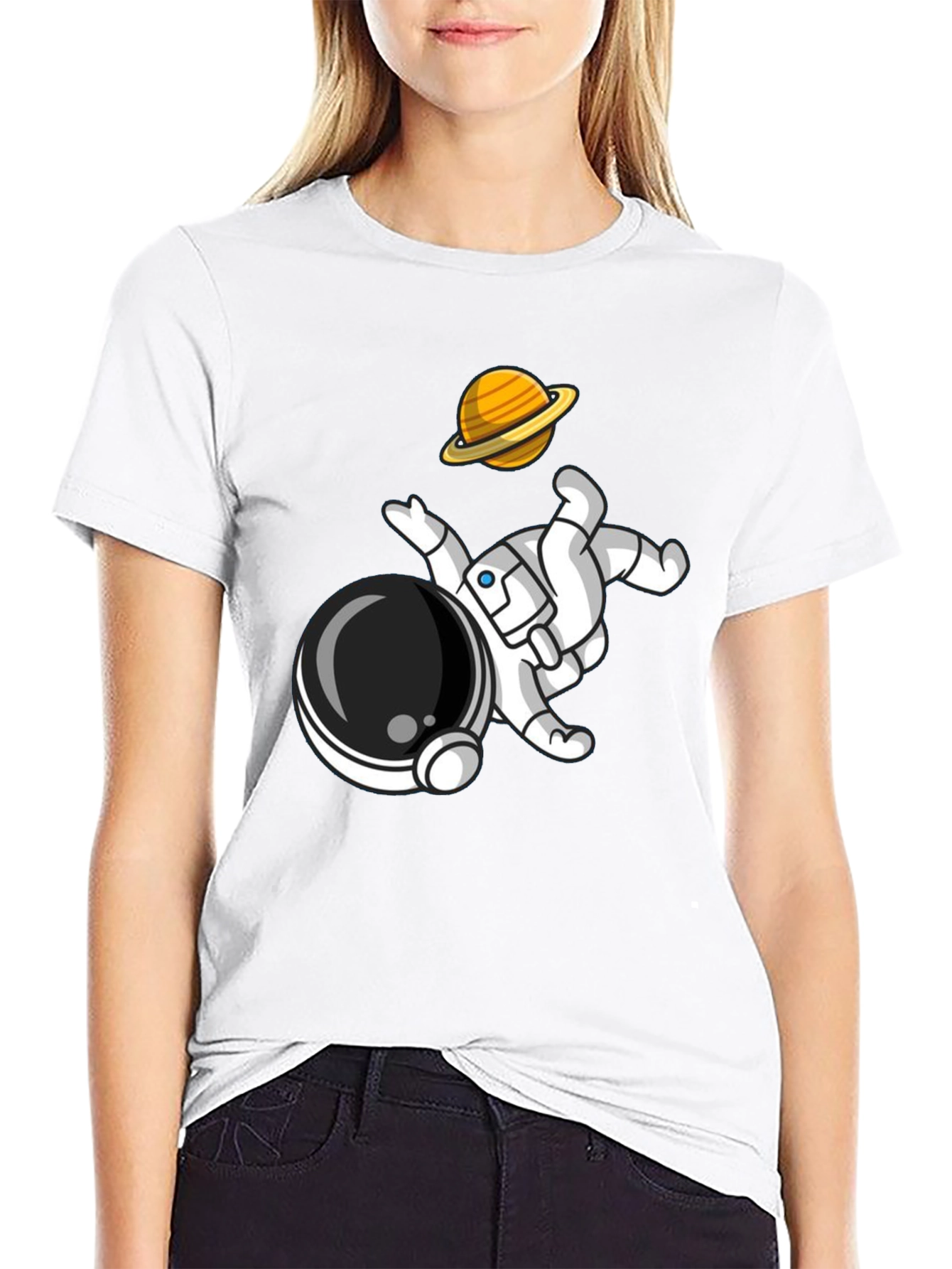 Astronaut & Planet Graphic Tee - Cool Space Design