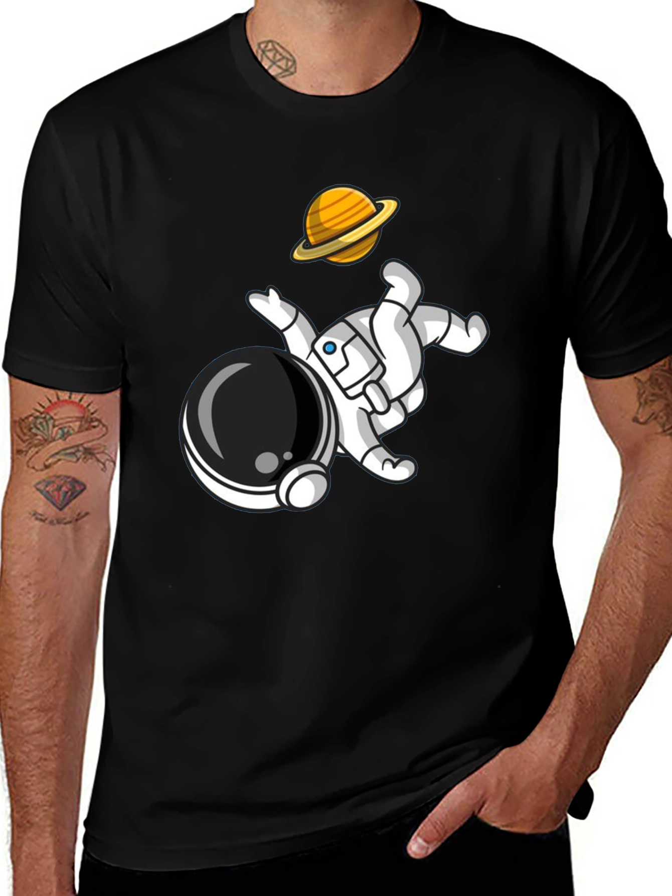 Astronaut & Planet Graphic Tee - Cool Space Design