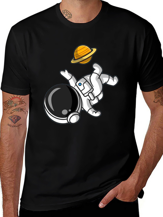 Astronaut & Planet Graphic Tee - Cool Space Design