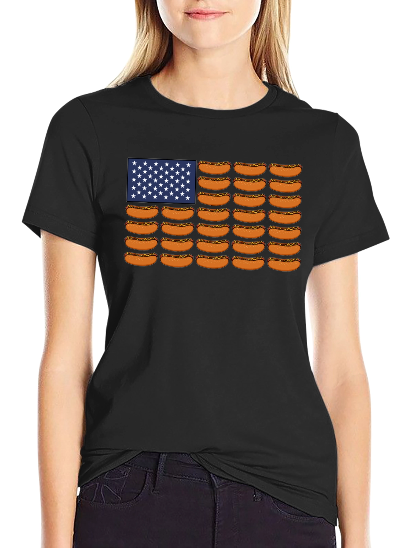 Hot Dog USA Flag Graphic Tee