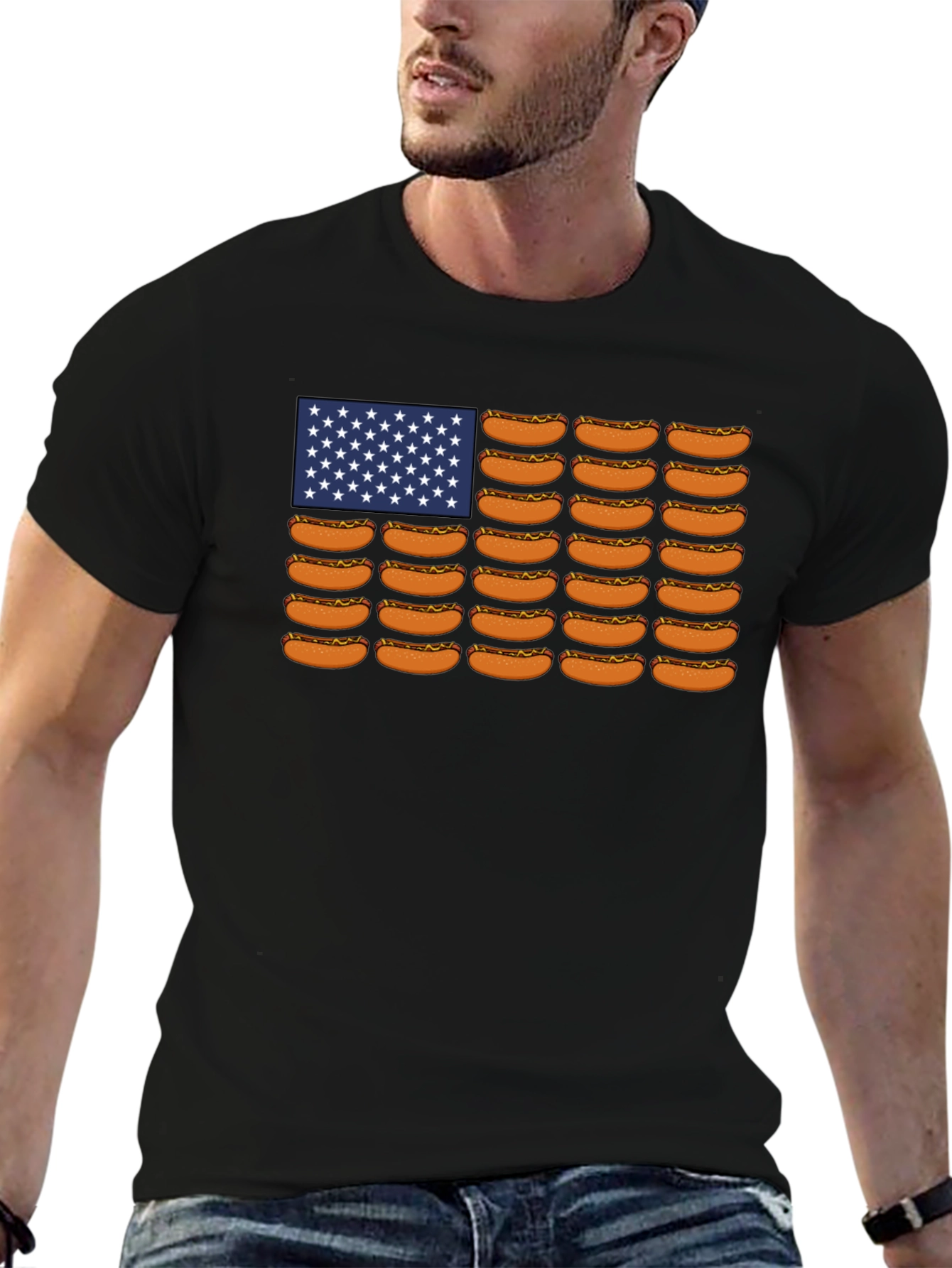 Hot Dog USA Flag Graphic Tee