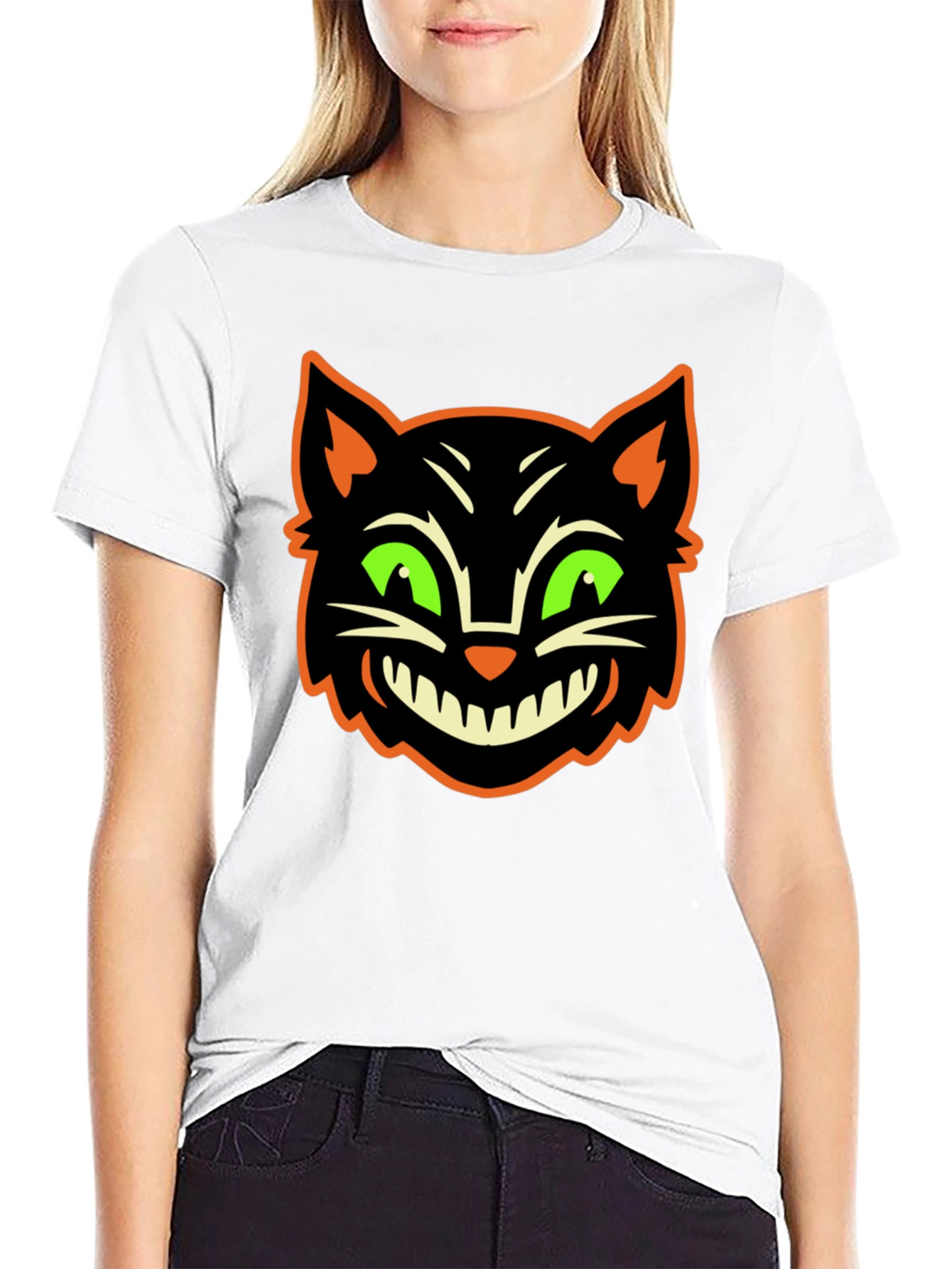 Halloween Cat Graphic T-Shirt