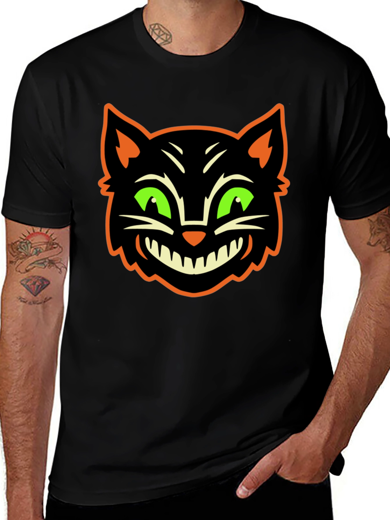 Halloween Cat Graphic T-Shirt