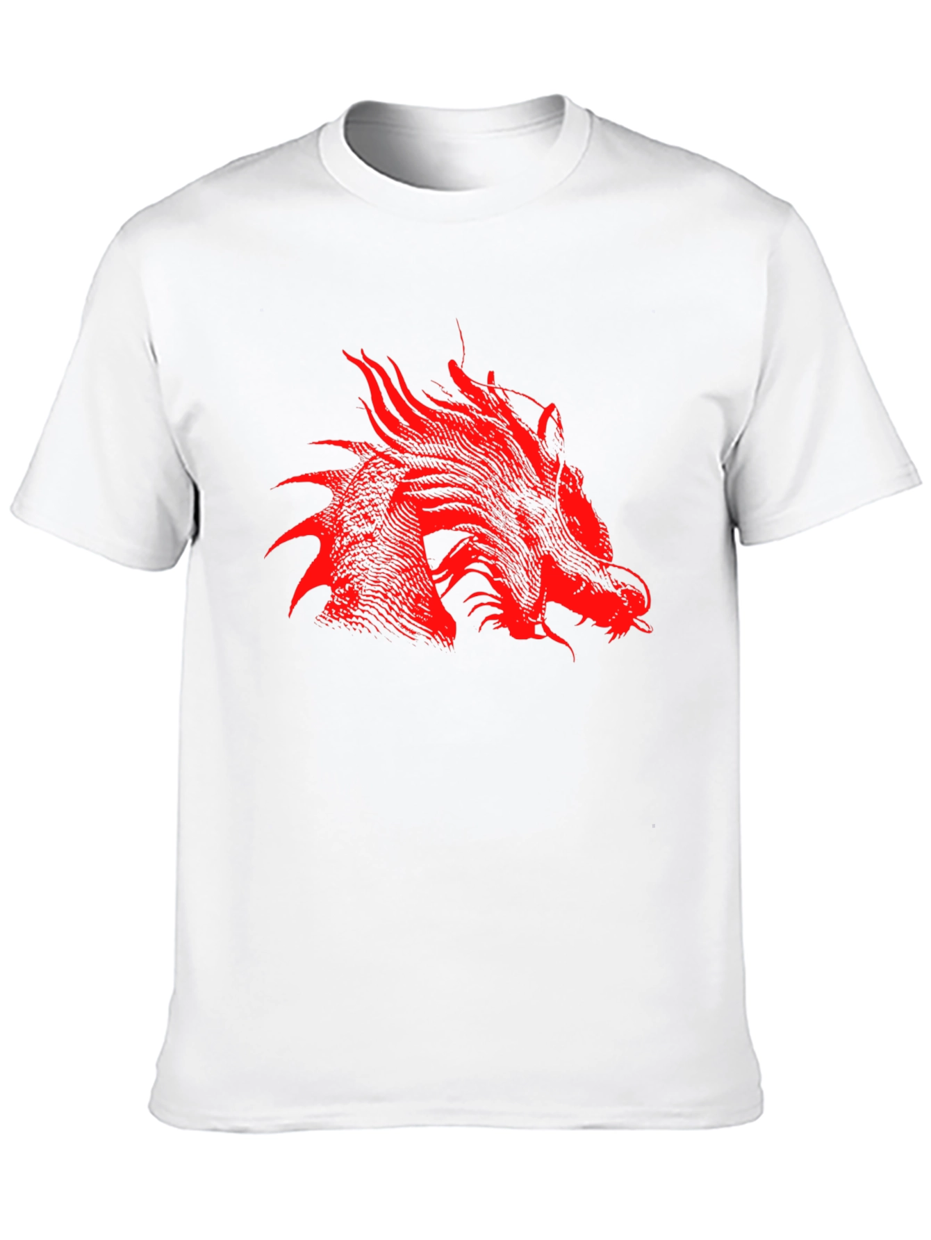 Red Dragon Print Black T-Shirt