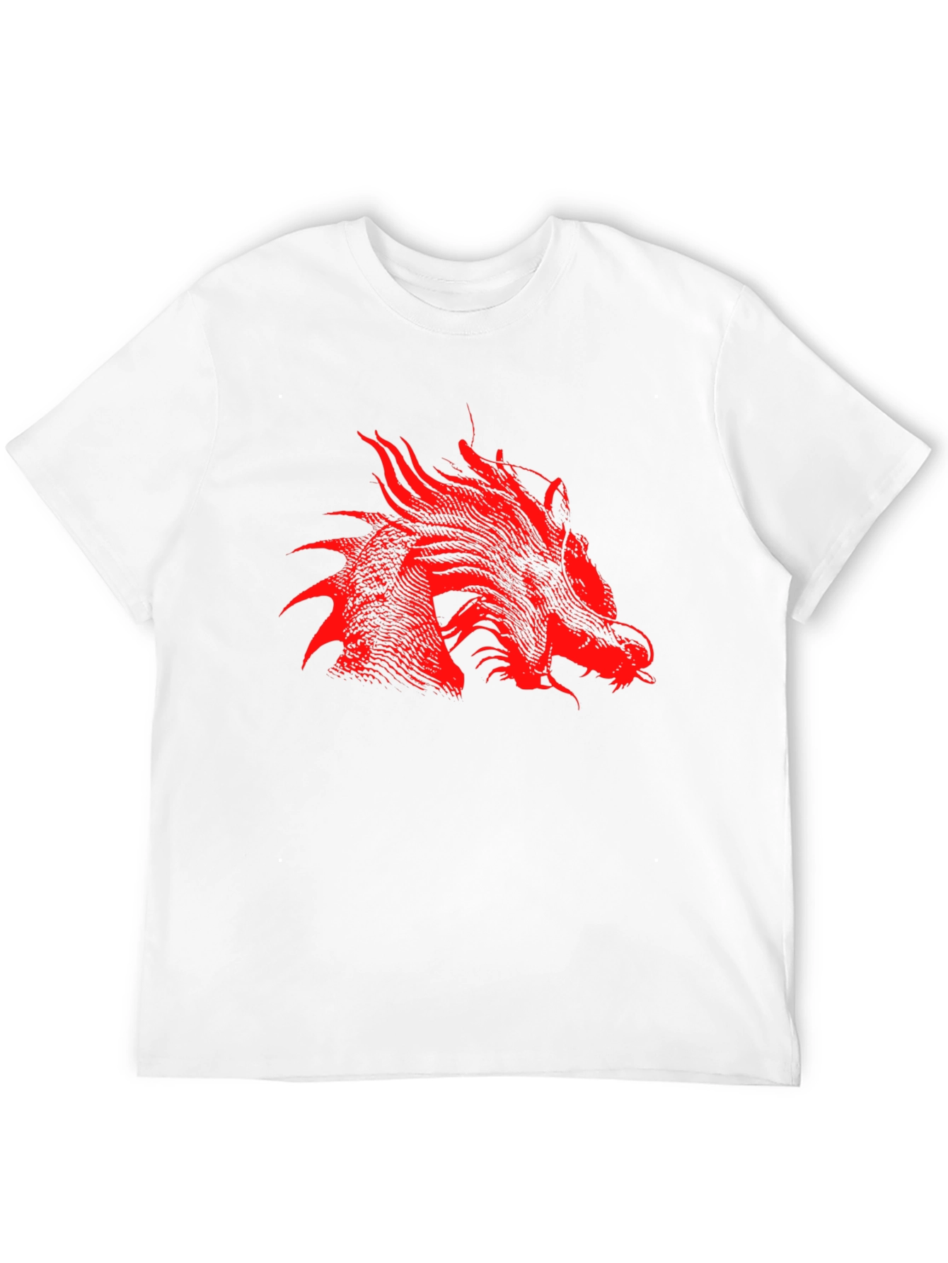 Red Dragon Print Black T-Shirt