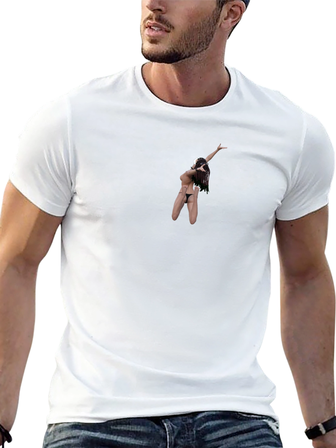 Black T-Shirt with Unique Hula Dancer Graphic