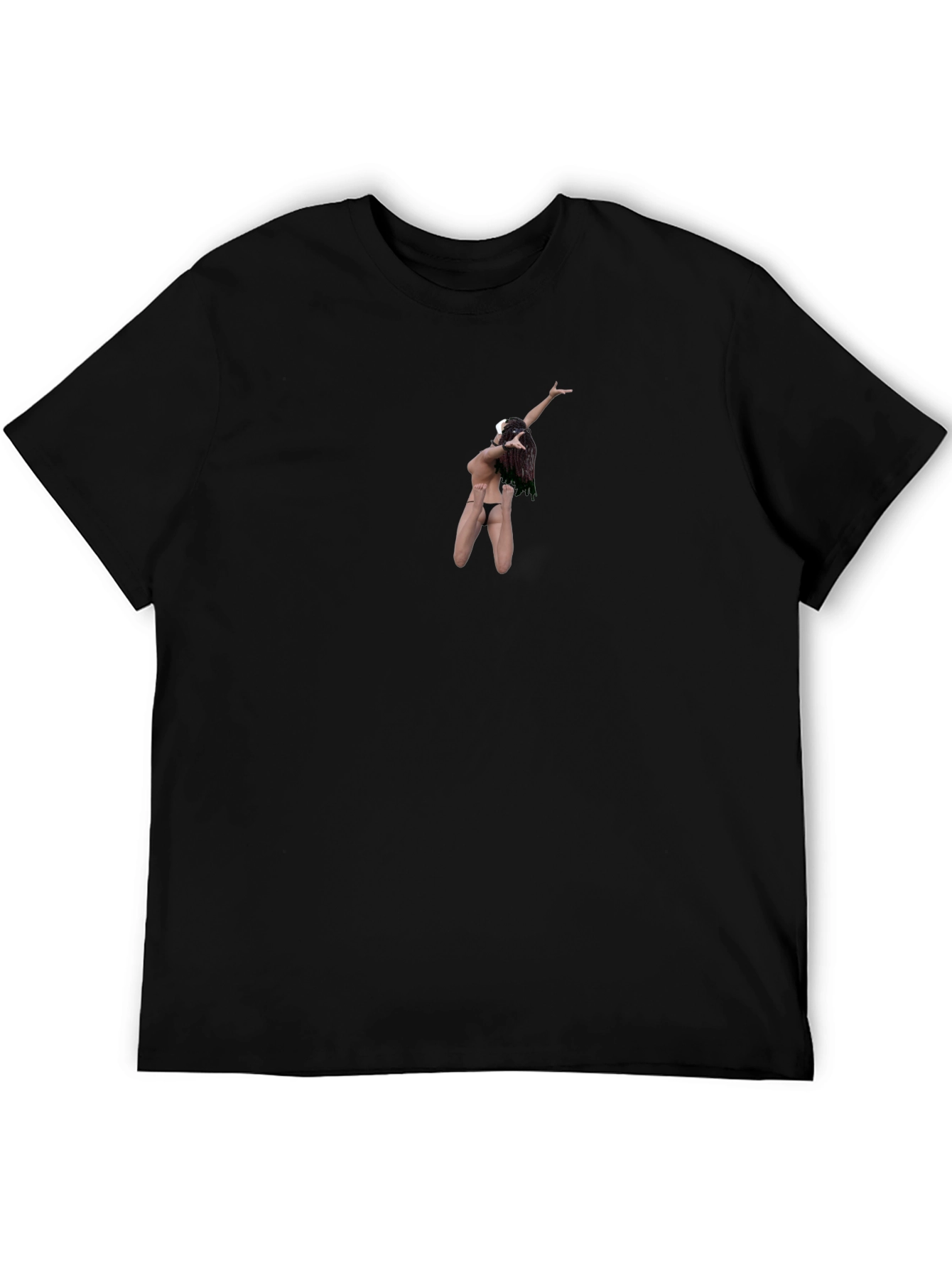 Black T-Shirt with Unique Hula Dancer Graphic