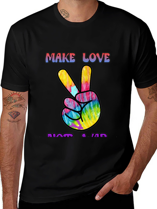 Make Love Not War Tie Dye Peace Sign Graphic Tee