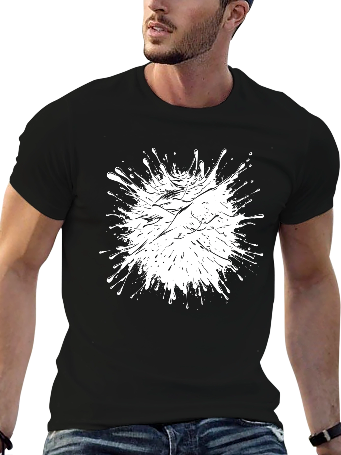 Abstract Splatter Graphic Black T-Shirt