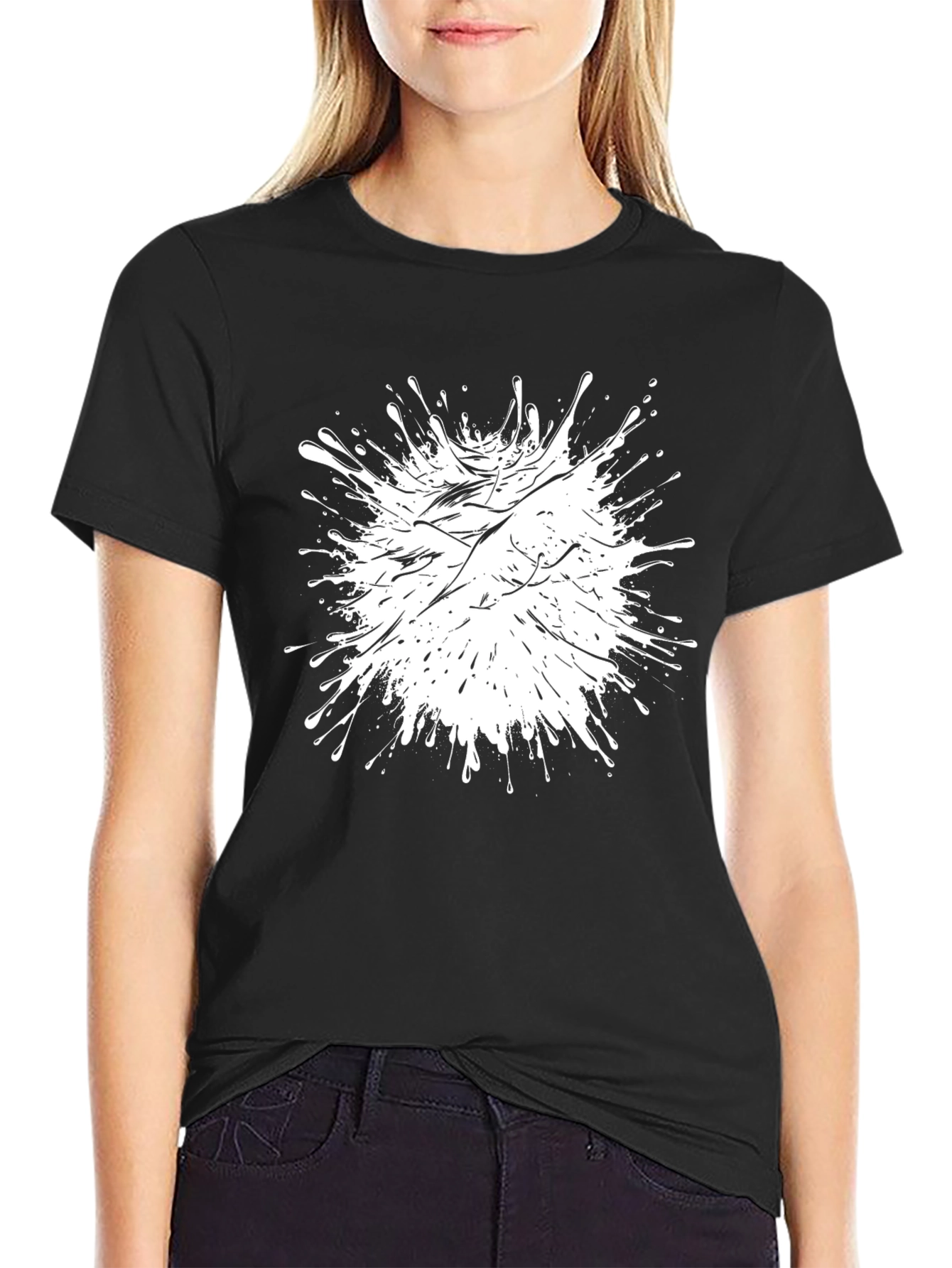 Abstract Splatter Graphic Black T-Shirt