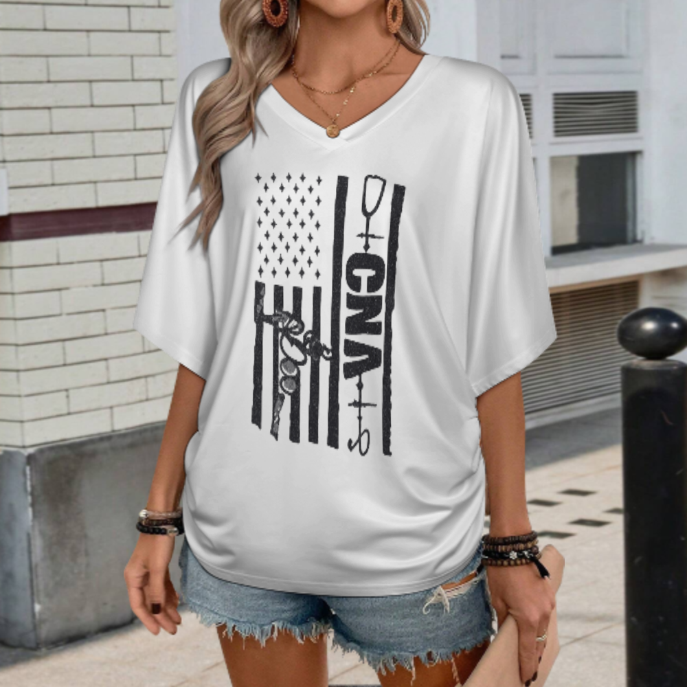 CNA American Flag Nurse Graphic T-Shirt – Healthcare Pride Tee(z1085)